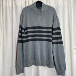Tahari Knit Striped Pullover Sweater Quarter Zip Men's Sz XXL